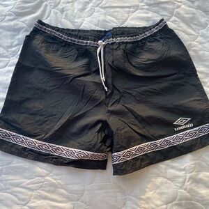 Umbro Black Women’s Swim Shorts with White Geometric Trim